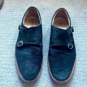 Men’s Black Suede Monk Strap Dress or Casual Shoes Size 12